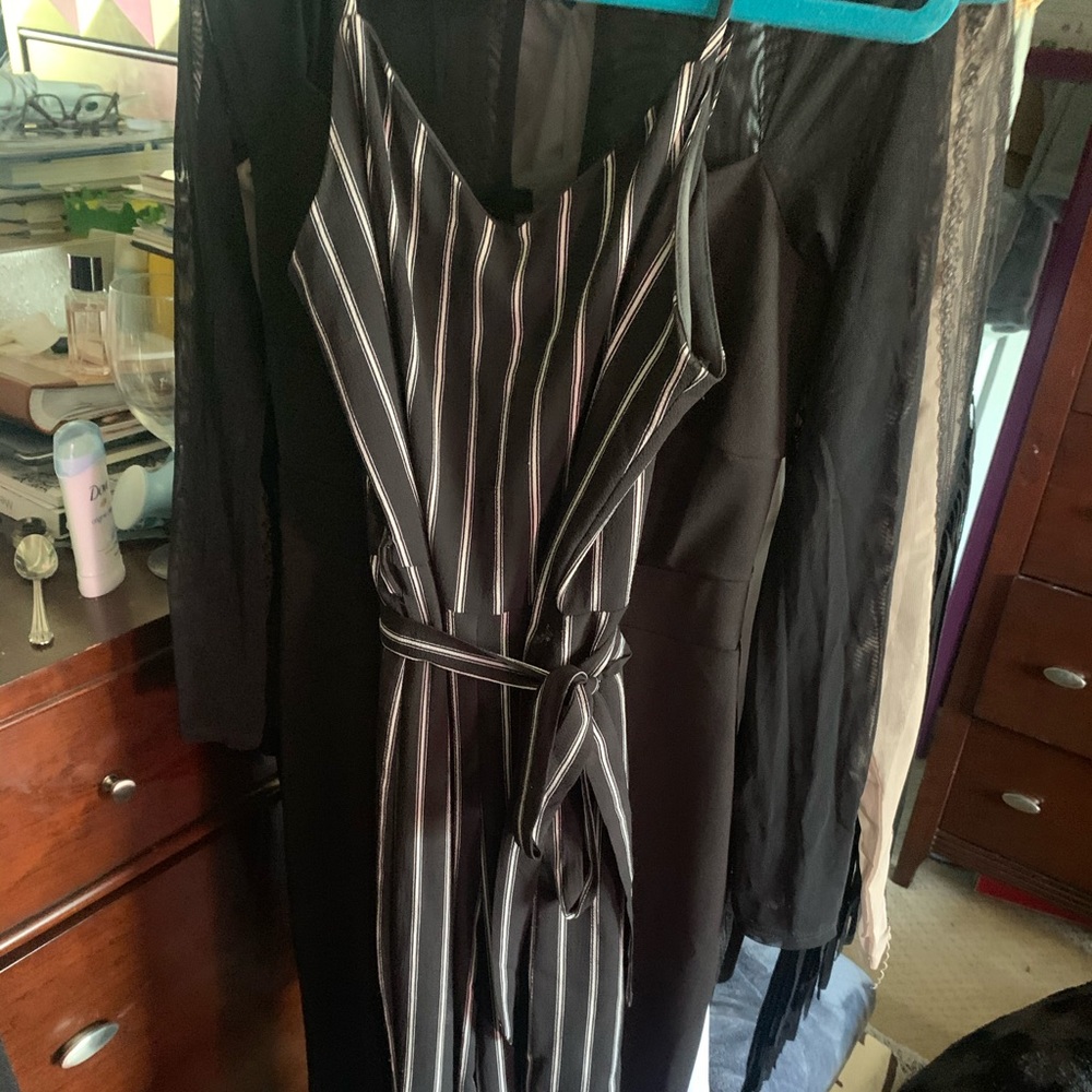 Black and white stripped jumpsuit